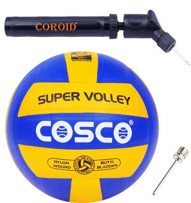 COSCO SUPER Volleyball (Color & Design on Availability) With Dual Action Ball Pump Volleyball - Size: 4(Standard, Pack of 1)