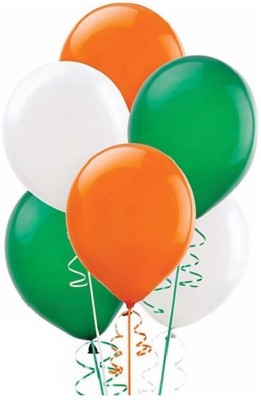 HARDATAR Solid HD Metallic Finish Orange, White & Green Pack of 250 Colour Premium Balloon Special for Independence Day/Republic Day Decoration Tri-Colour Balloon / Tiranga Balloon Balloon(Orange, White, Green, Pack of 250)