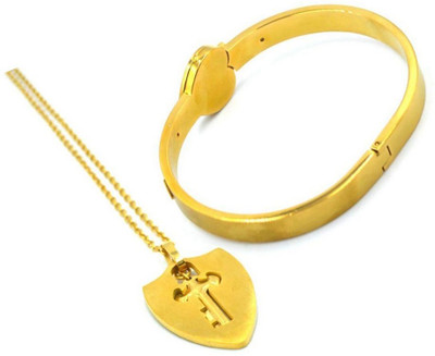 ruby collection Stainless Steel Silver Gold Jewellery Set(Pack of 1)