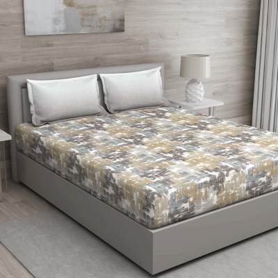 GMF 144 TC Cotton King Abstract Flat Bedsheet(Pack of 1, Brown)