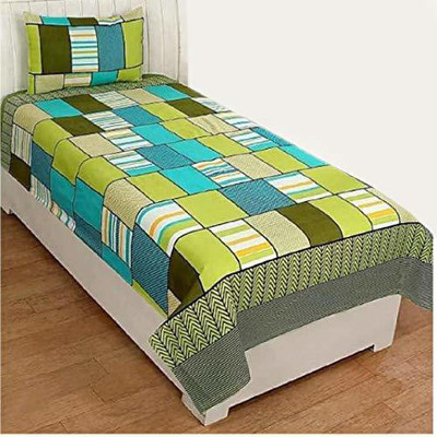 Home Readiness 160 TC Polycotton Single Checkered Flat Bedsheet(Pack of 1, Multicolor)