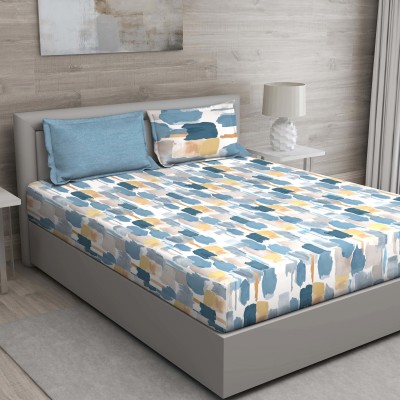 GMF 144 TC Cotton King Abstract Flat Bedsheet(Pack of 1, Blue)