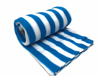Goyal's Striped Single Fleece Blanket for  AC Room(Polyester, Blue)