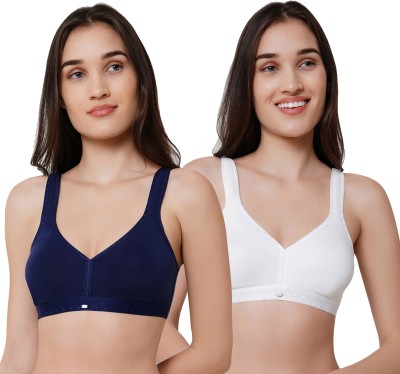 SOIE Women Full Coverage Non Padded Bra(Dark Blue, White)