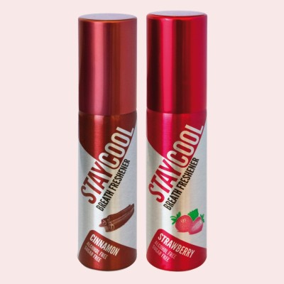 STAY COOL (1 Spicy + 1 Fruity) Breath Freshener Cinnamon , Strawberry 40 mL Pack of 2 Spray(40 ml)