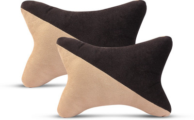 Auto Hub Black, Beige Velvet Car Pillow Cushion for Universal For Car(Rectangular, Pack of 2)