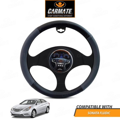 CARMATE Steering Cover For Hyundai Sonata Fluidic(Grey, Black, Leatherite)