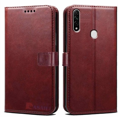 Creativo Flip Cover for OPPO A31 /OPPO A8 Inside Pockets & Inbuilt Stand | Wallet Style(Brown, Dual Protection, Pack of: 1)