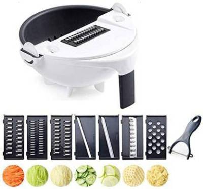 One Set Of Multifunctional 9-in-1 Vegetable Slicer Cutter Chopper Grater  Peeler Kitchen Drain Basket