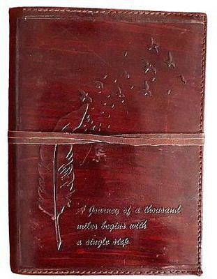 Kgn handicrafts Handmade Leather Diary With Bird Feather Design A5 Diary Unruled 100 Pages(Brown)