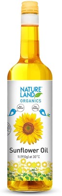 Natureland Organics Sunflower Oil 1 LTR - Cold Pressed Sunflower Oil Plastic Bottle(1 L)