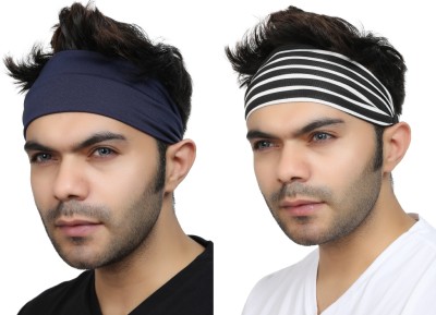 Bismaadh Multifunctional Activities Polyester & Spandex Elastic Non Slip Unisex Breathable Headband Head Band(Blue, Black, White)