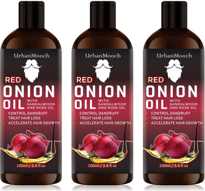 UrbanMooch Pure & Natural RED ONION OIL- For Hair Regrowth Hair Oil With Sandalwood & Rose Oil- Hair Oil(300 ml)