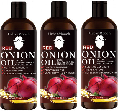 UrbanMooch Red ONION Oil With Sandalwood & Rose Oil Extract Hair Oil(180 ml)