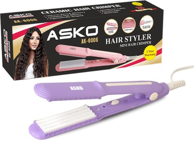 ASKO Professional Hair Crimper Beveled edge for Crimping, Styling and volumizing with Ceramic Technology for gentle and frizz-free Crimping Electric Hair Styler - Ak - 8006 Hair Curler(Purple)