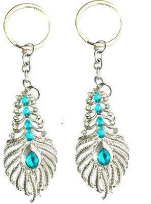 Blue Aura COMBO OF 2 PEACOCK FEATHER LORD KRISHNA KEYRING KEYCHAIN Key Chain