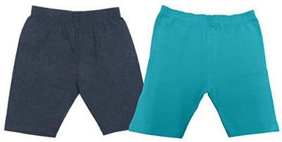 NIORT FASHION Short For Girls Casual Solid Pure Cotton(Light Blue, Pack of 2)