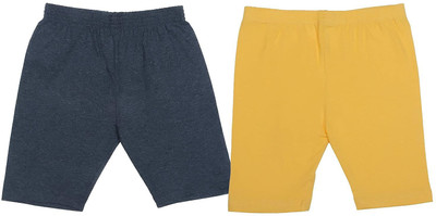 NIORT FASHION Short For Girls Casual Solid Pure Cotton(Yellow, Pack of 2)
