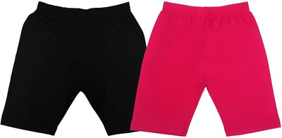 NIORT FASHION Short For Girls Casual Solid Pure Cotton(Multicolor, Pack of 2)