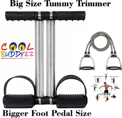 Cool Buddyzz Premium Quality Double Spring Tummy Trimmer with Free Exercise Fitness Band Ab Exerciser(Black)