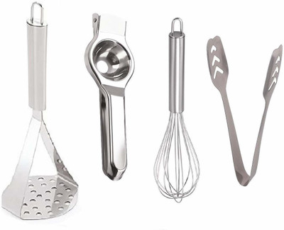 NOHUNT Steel Hand Blender Mixer Froth Whisker Latte Maker for Milk Coffee Egg Beater Juice , Stainless Steel Double Handle Vegetable Pav Bhaji Masher with Stainless Steel Lemon Squeezer - Heavy Duty Lime Squeezer Stainless Steel With Comfortable Handle For Extracting All Juice Possible - Every Day M