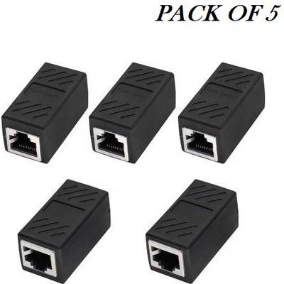 99Gems (PACK OF 5) DURABLE & STRONG SHIELDED 8P8C RJ45 COUPLER, ETHERNET CABLE ADSL EXTENSION JOINTER ADAPTER CONNECTOR, INLINE LAN FEMALE TO FEMALE EXTENDER PLUG COMPATIBLE WITH CAT7 CAT6 CAT5E CABLE Lan Adapter