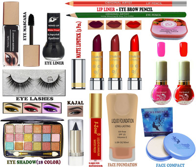 CLUB 16 Makeup Kit for Bridal,Office and College Going Girls All in One Professional Makeup of 16 Makeup Items AJ99(Pack of 16)