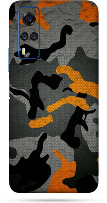 BUGGU Vivo Y51A Mobile Skin(Ultra Super Camouflage Orange Skin With High Matte Finish., Mobile Skin (Back+Side+Camera))
