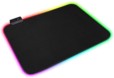 LipiWorld RGB Gaming Mouse Pad, 14 LED Mode Non-Slip Rubber Base Mouse Pad for Computer/Laptop (350mm x 250mm x 4mm, Black) Mousepad(Black)