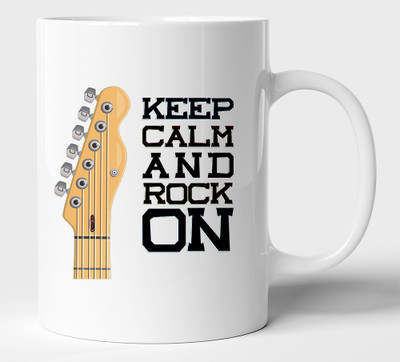 BLISSart Keep Calm And Rock On ceramic Ceramic Coffee Mug(350 ml)