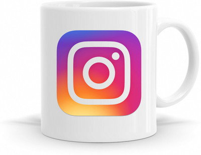 R CREATION Instagram Printed Ceramic Coffee Mug(325 ml)