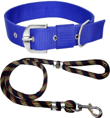 Pet Club51 Dog Collar & Leash(Large, Blue, Black)