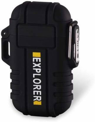 Marvel Explorer Waterproof Protective Case Electronic USB Plasma Double Arc Rechargeable Cigarette Lighter E_USB Lighter Cigarette Lighter(Black)