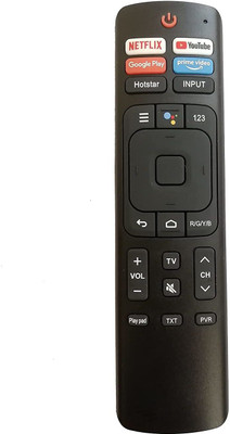LipiWorld ERF3F69V 4K FHD LCD LED TV Smart TV Remote Control with Function Netflix YouTube Prime Video Google Play Compatible for (Without Voice Function)  VU Remote Controller(Black)