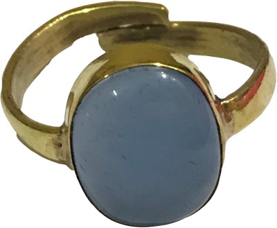 Astrodidi Natural Blue Sulemani Agate Hakik Stone Ring for Men and Women 7-8 Ratti Ring Brass Agate Ring