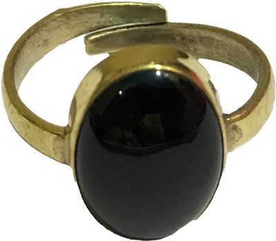 Astrodidi Black Sulemani Agate Hakik Stone Ring with Lab Certificate 7-8 Ratti Ring Brass Agate Ring