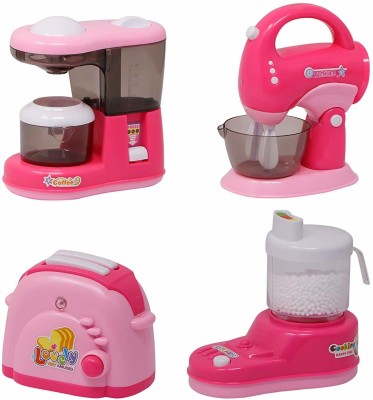 Vaishvi Hayan Fun Home Fantastic Mini Kitchen Household Appliances Pretend Play Set Toy for Kids with Light & Sound (Set of 4)