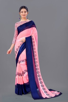 Dhami Floral Print Bollywood Georgette Saree(Pink)