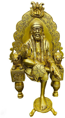 krishnagallery1 Astadhatu Brass Sai baba Murti Pure Brass Sai baba Statue For Temple Poojan Use , Office temple Sai baba Idol Decorative Showpiece  -  20.32 cm(Brass, Gold)