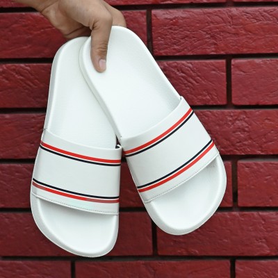 Bucik Men BCK9051 Lightweight Comfort Summer Trendy Premium Stylish Slides(White 9)