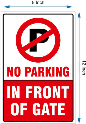 Guru Production 20.32 cm Guru Decor No Parking Poster Sticker A4 Size Sticker Pack of 4 Pcs Self Adhesive Sticker(Pack of 4)