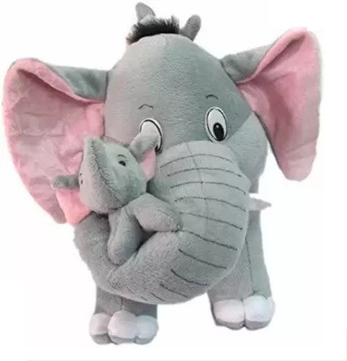Gking Mother Elephant very soft toy for kids baby gift items  - 26 cm(Grey)