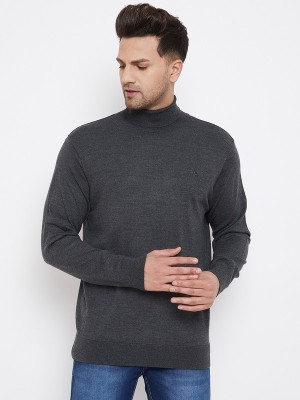 98 Degree North Solid Turtle Neck Casual Men Grey Sweater