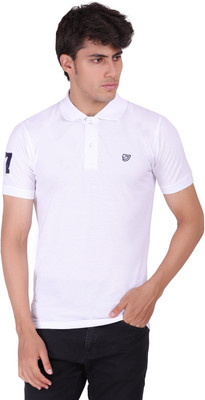 SAM & JACK Solid Men Polo Neck White T-Shirt
