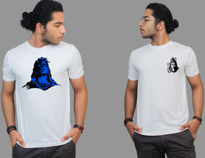 PRINTISTA Printed Men Round Neck White T-Shirt