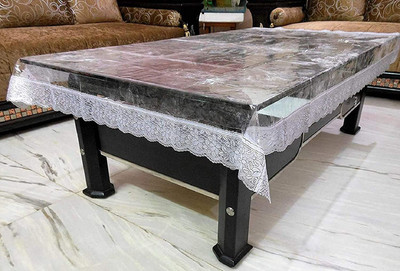 The Dazzling House Self Design 4 Seater Table Cover(Silver, PVC)