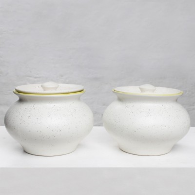 The Earth Store Handcrafted Yellow White Matte Ceramic Serving Pot | Dahi Handi | Biryani Handi with Lid for Dining Table/Home/Kitchen Handi 1.3 L with Lid(Ceramic)