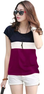 Wonder Villa Trendz Casual Color Block Women Purple Top