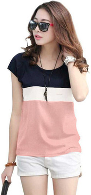 LAVESSI Casual Color Block Women Pink Top