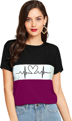 Gorofy Half Sleeve Color Block Women Sweatshirt